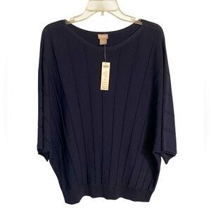 NWT Chico’s navy blue sweater faux pleat dolman sleeve size 1 (M)